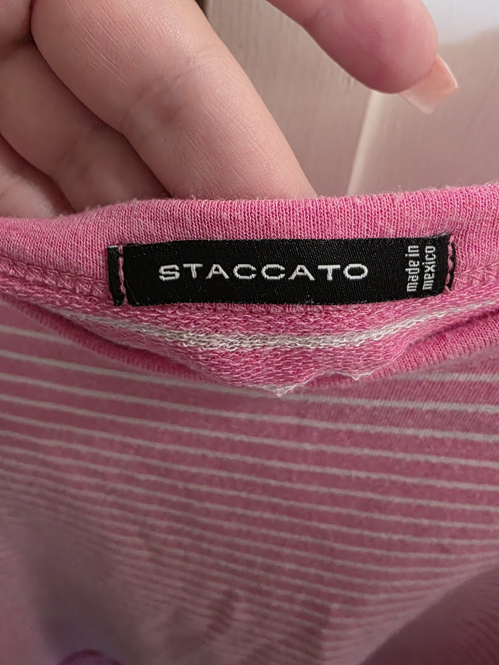 Staccato Pink & White Striped Short Sleeve Crew Tee - Picture 2 of 3